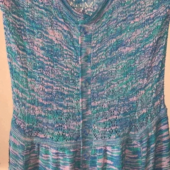 Free People Knit Marbled Blue Pink Midi Dress Size XS - Picture 6 of 9